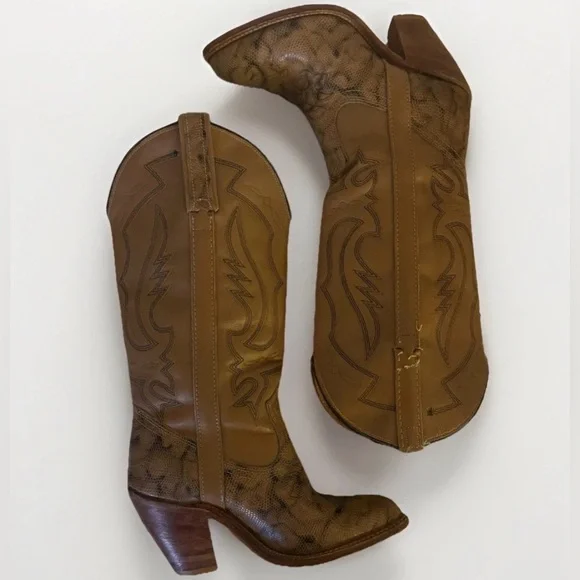 Vintage Miss Capezio Tall Western Cowboy Boots 5.5M Brown Leather - Picture 6 of 10